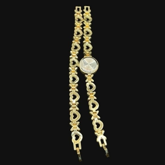 Gold Tone Rhinestone Heart & X Design Linked Watch & Bracelet Sets New Battery! - Picture 11 of 12